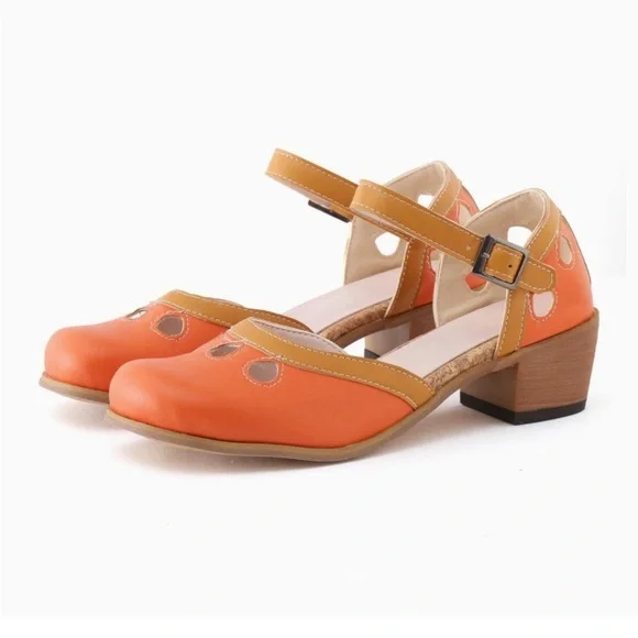 Lostis Chunky women's shoes sandals plus size leather shoes size 43 - Picture 13 of 13